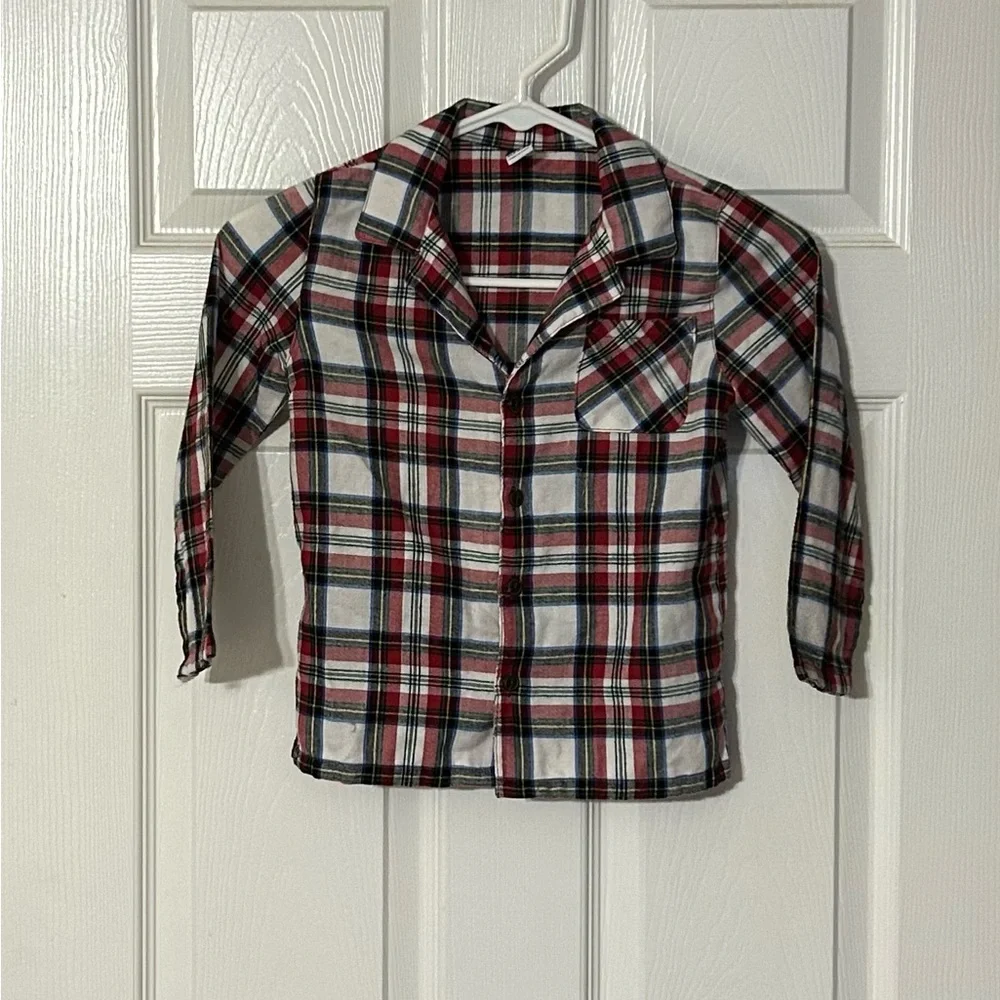 Plaid Kids Shirt - Red, Blue, and White‎